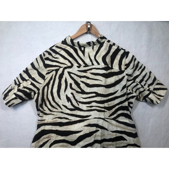Lauren Ralph Lauren Animal Print Dress Fit & Flare Linen Shirtdress Women's 18W - Picture 5 of 11